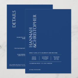 Invitación Hermoso azul con Boda de detalles