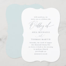 Hermoso azul con caligrafía Boda