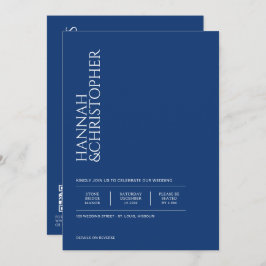 Invitación Hermoso azul con detalles y Boda de código QR