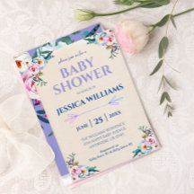 Hermoso Baby Shower Boho Floral Pastel Lavanda