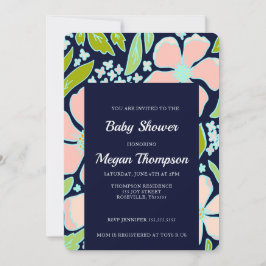 Invitación Hermoso Baby Shower de flores rosadas/azules