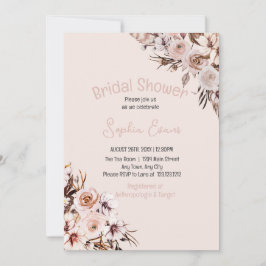 Invitación Hermoso Baby Shower Floral Boho Beige Nupcial