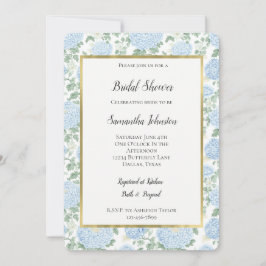Invitación Hermoso Baño de Novia con Flores Blancas y Azules 