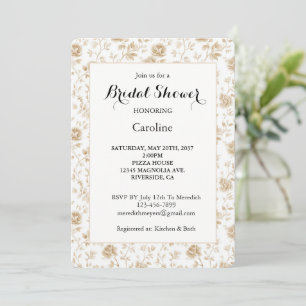 Invitación Hermoso baño de novia floral blanco crema