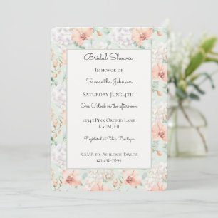 Invitación Hermoso baño nupcial de flores de orquídea melocot