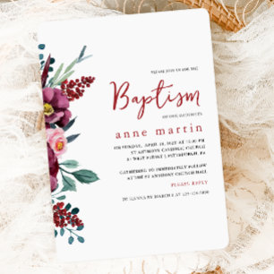 Invitación Hermoso bautismo de Chica floral de Rubor en Borgo