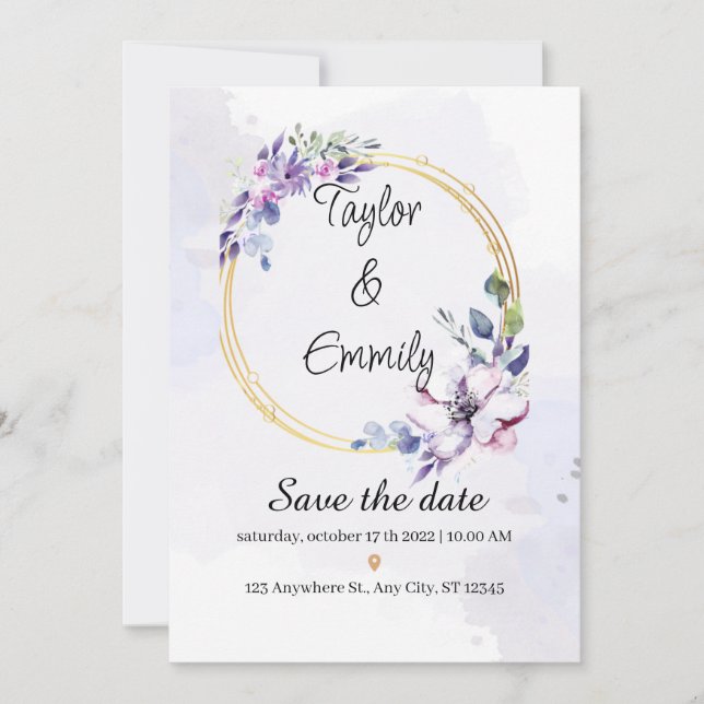 Invitación hermoso boda (Anverso)