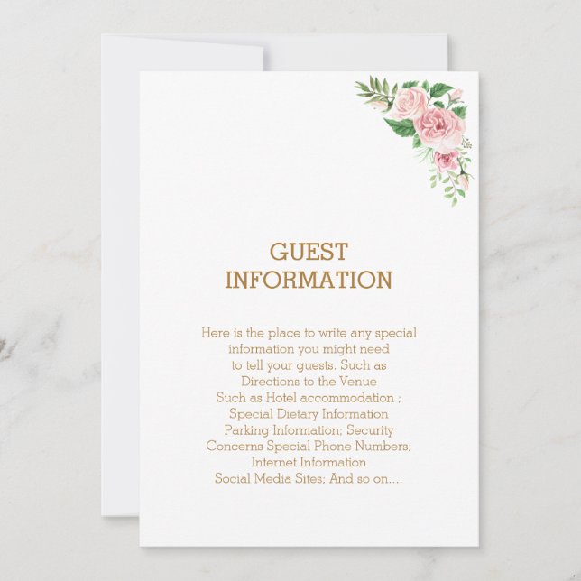 Invitación Hermoso Boda Boho elegante con flores rosadas (Anverso)