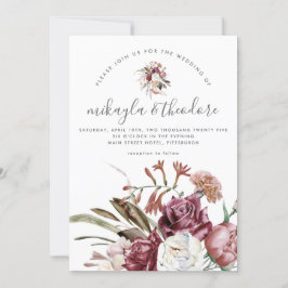 Invitación Hermoso Boda Boho Floral Bouquet