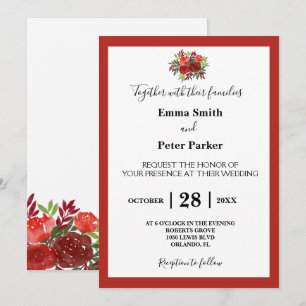 Invitación Hermoso Boda Burgundy Floral Bouquet