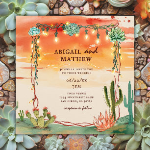 Invitación Hermoso Boda Cactus Sunset Boho