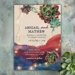 Invitación Hermoso Boda Cactus Sunset SoCal