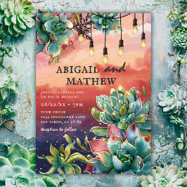 Invitación Hermoso Boda Cactus Sunset SoCal