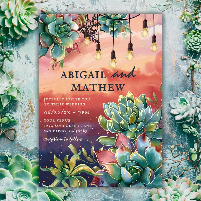 Invitación Hermoso Boda Cactus Sunset SoCal (Subido por el creador)