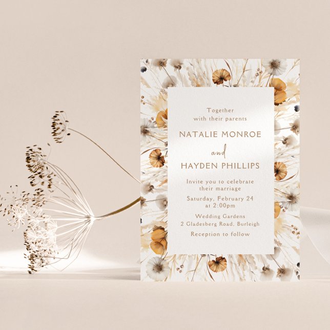 Invitación Hermoso Boda de acuarela Boho Wildflowers (Subido por el creador)
