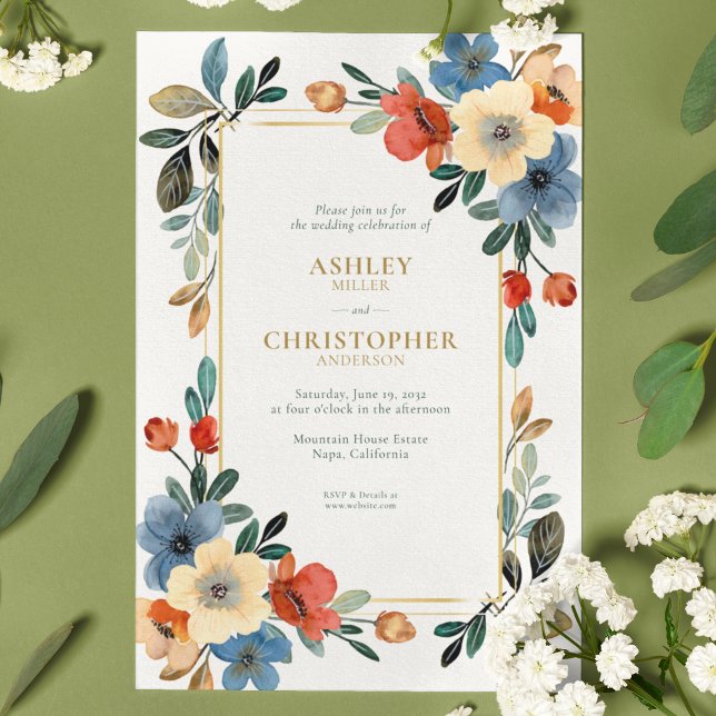 Invitación Hermoso Boda de acuarela floral (Subido por el creador)