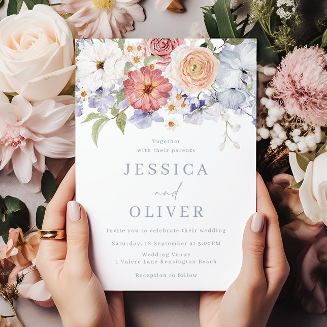 Invitación Hermoso Boda de acuarela floral botánica (Subido por el creador)