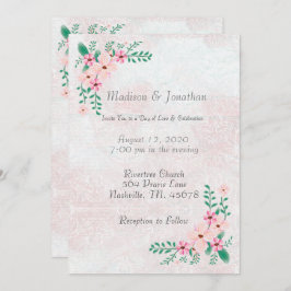 Invitación Hermoso Boda de acuarela floral rosa
