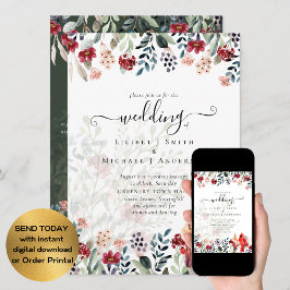 Invitación Hermoso Boda de Aves CARDINALES Rojas