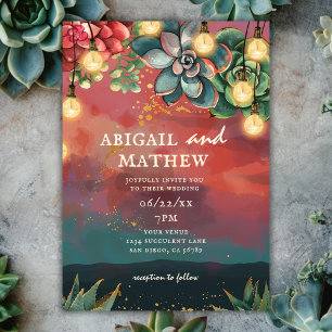 Invitación Hermoso Boda de Cactus Sunset Evening