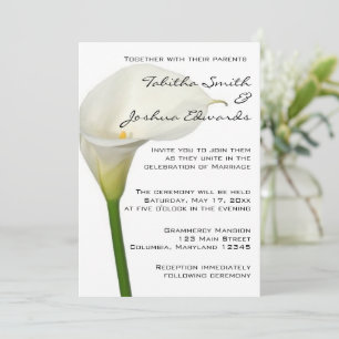 Invitación Hermoso Boda de Calla Blanca Lily