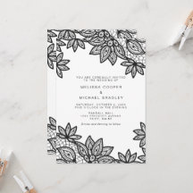 Hermoso Boda de encaje negro con código QR RSVP