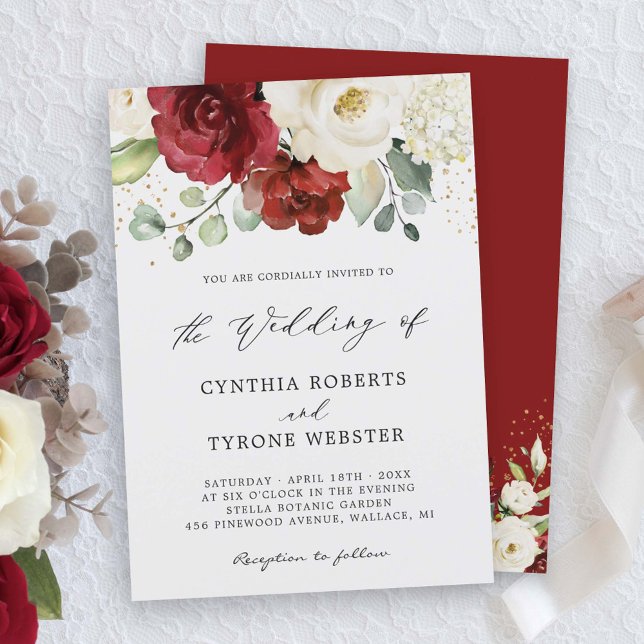Invitación Hermoso Boda de Eucaliptus Floral Rosa Blanca (Subido por el creador)