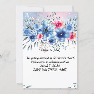 Invitación Hermoso Boda de flores acuáticas