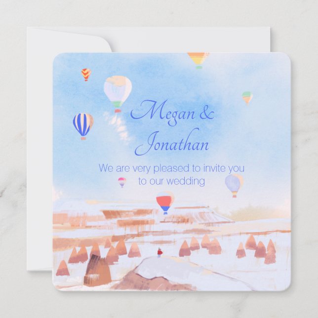 Invitación Hermoso boda de globo aerostático de Cappadocia (Anverso)