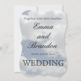 Invitación Hermoso Boda de impresión de nubes azules y blanca