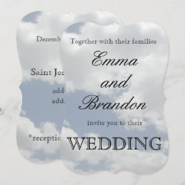 Invitación Hermoso Boda de impresión de nubes azules y blanca