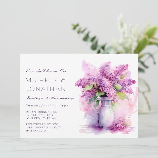 Invitación Hermoso Boda de la Biblia Cristiana Floral Lilac (Anverso de pie)