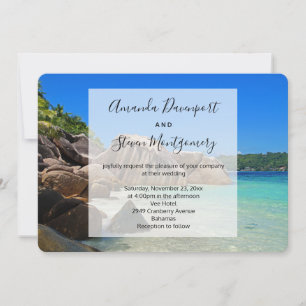 Invitación Hermoso Boda de la costa del Mar Tropical Rocoso