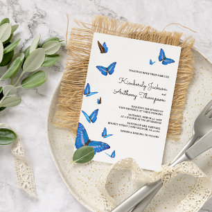 Invitación Hermoso Boda de las mariposas azules