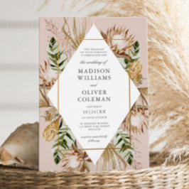 Invitación Hermoso Boda de marco geométrico botánico Boho