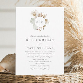 Invitación Hermoso Boda de Monograma Boho Botanath Wreath