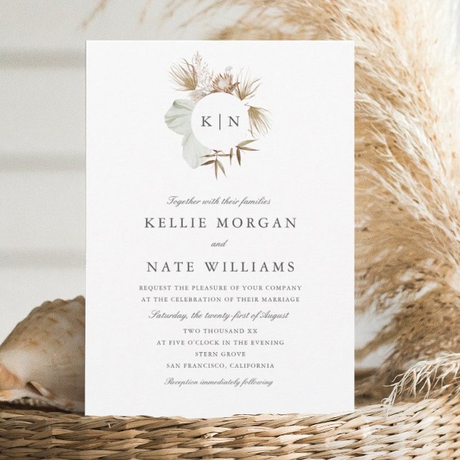 Invitación Hermoso Boda de Monograma Boho Botanath Wreath (Subido por el creador)
