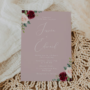 Invitación Hermoso Boda de Wine y Rubor Elegance
