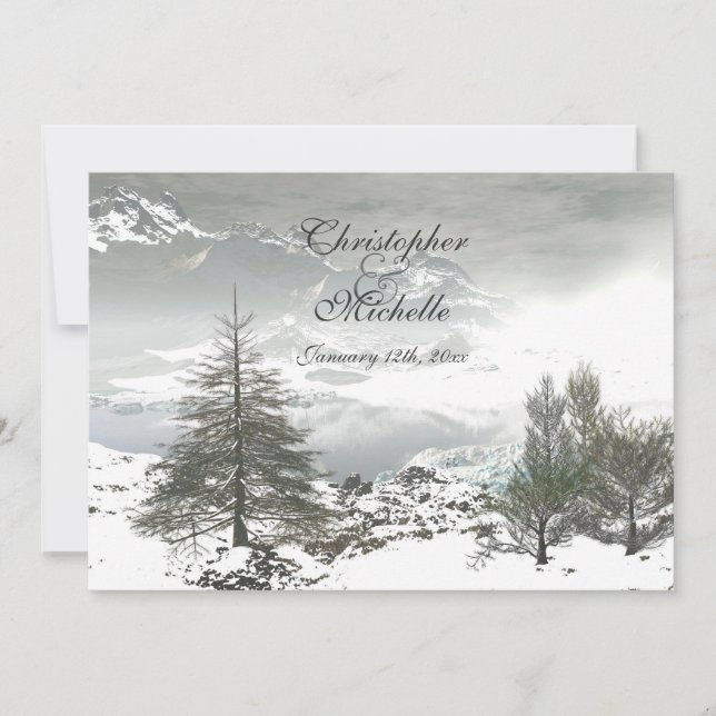 Invitación Hermoso Boda de Winter Mountain (Anverso)