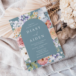 Invitación Hermoso Boda del marco del arco floral botánico