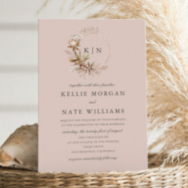 Invitación Hermoso Boda del Monograma Botánico Boho