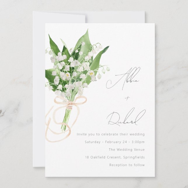 Invitación Hermoso Boda elegante con flores blancas (Anverso)