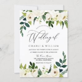 Invitación Hermoso Boda elegante de Flores Blancas