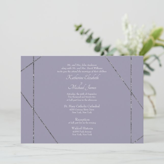 Invitación Hermoso Boda elegante de Lavanda (Anverso de pie)