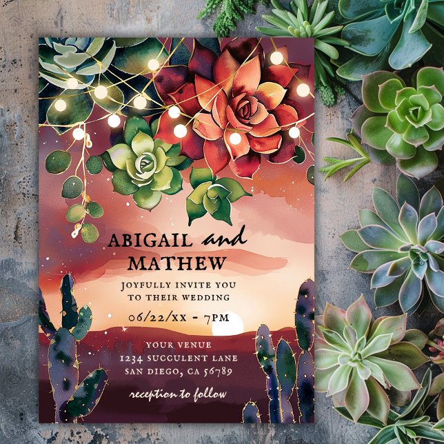 Invitación Hermoso Boda exitoso de Cactus Sunset (Subido por el creador)