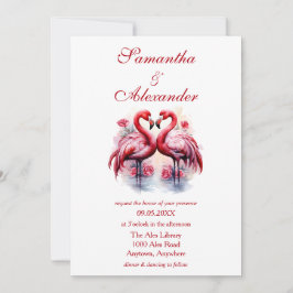 Invitación Hermoso Boda Flamingos