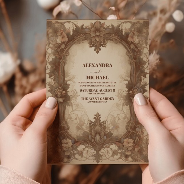 Invitación Hermoso Boda floral Art Nouveau vintage (Subido por el creador)