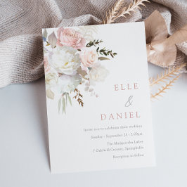 Invitación Hermoso Boda Floral Blanco y Rubor