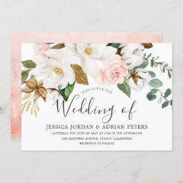 Invitación Hermoso Boda Floral de Floral blanca y Rubor de to