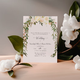 Invitación Hermoso Boda floral de rosas blancas